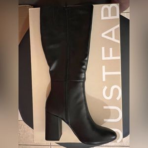 Just Fab black leather knee-high boots sz 8.5